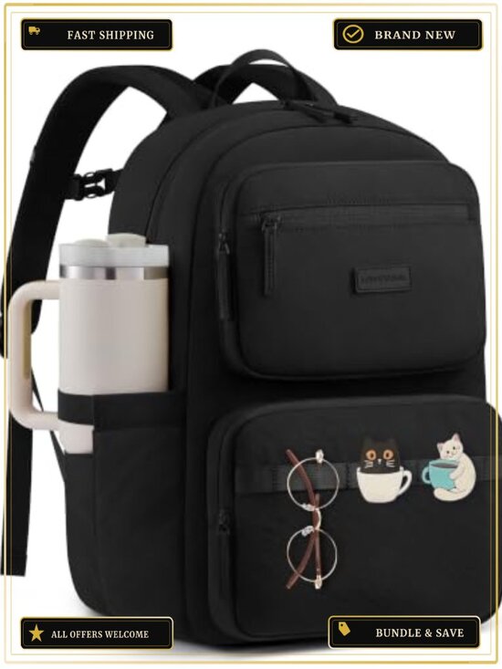 Waterproof Laptop Backpack for Women with Reflective Strips & Luggage Strap main image 3